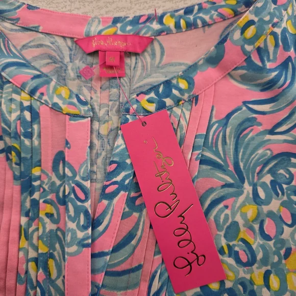 Lilly Pulitzer Tropical Pink Pineapple Print Blouse XL - Picture 6 of 8